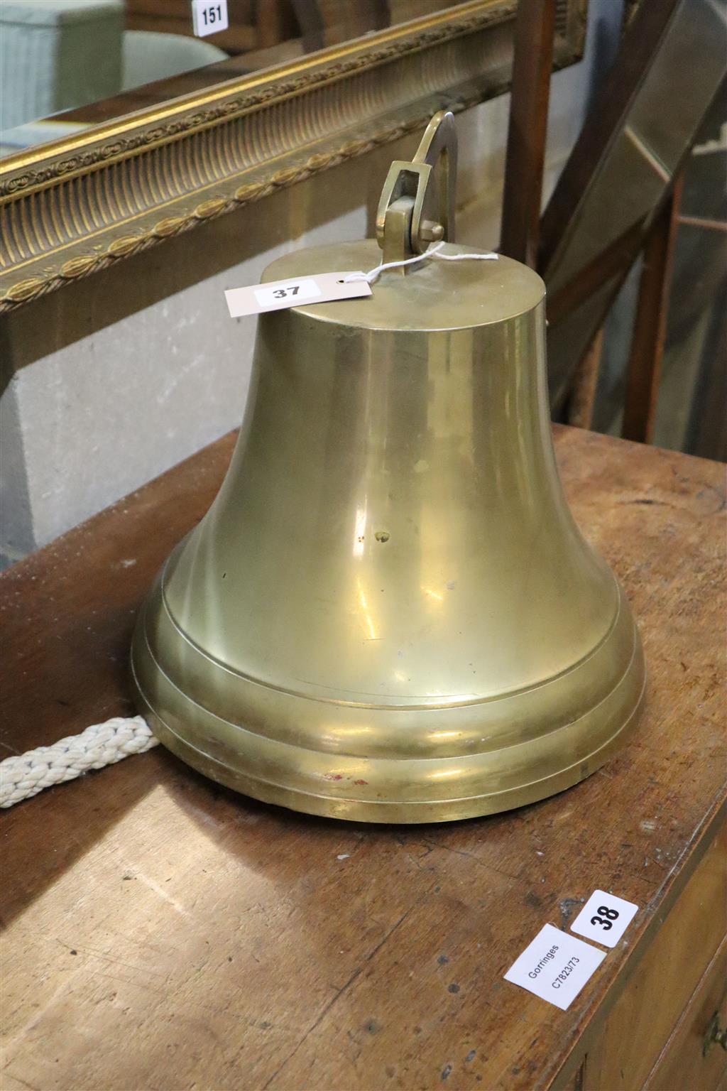 A Victorian style brass ships bell, height 25cm